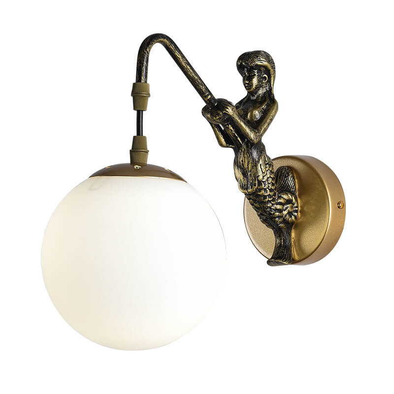 AquaLuxe | Elegant Vintage Mermaid Glass Globe Wall Sconce Lighting 1