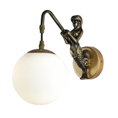AquaLuxe | Elegant Vintage Mermaid Glass Globe Wall Sconce Lighting 1