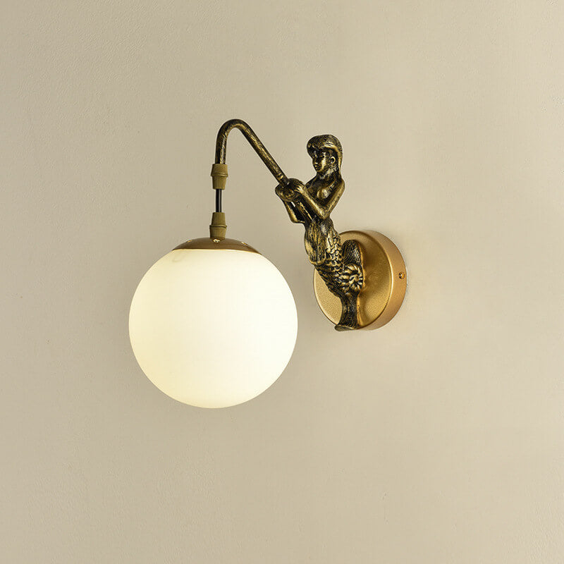 AquaLuxe | Elegant Vintage Mermaid Glass Globe Wall Sconce Lighting 2