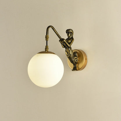 AquaLuxe | Elegant Vintage Mermaid Glass Globe Wall Sconce Lighting 2