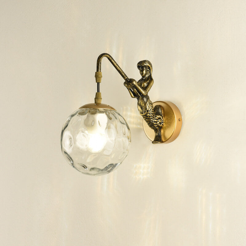 AquaLuxe | Elegant Vintage Mermaid Glass Globe Wall Sconce Lighting 4