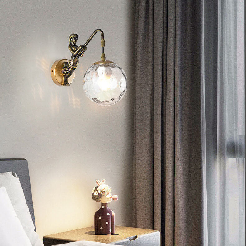 AquaLuxe | Elegant Vintage Mermaid Glass Globe Wall Sconce Lighting 7