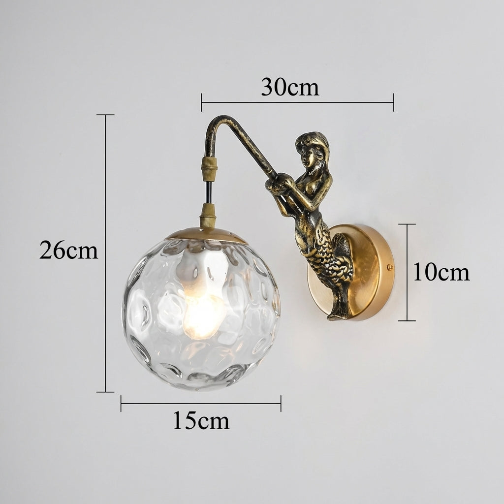 AquaLuxe | Elegant Vintage Mermaid Glass Globe Wall Sconce Lighting 8