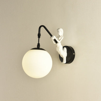 AquaLuxe | Elegant Vintage Mermaid Glass Globe Wall Sconce Lighting 9