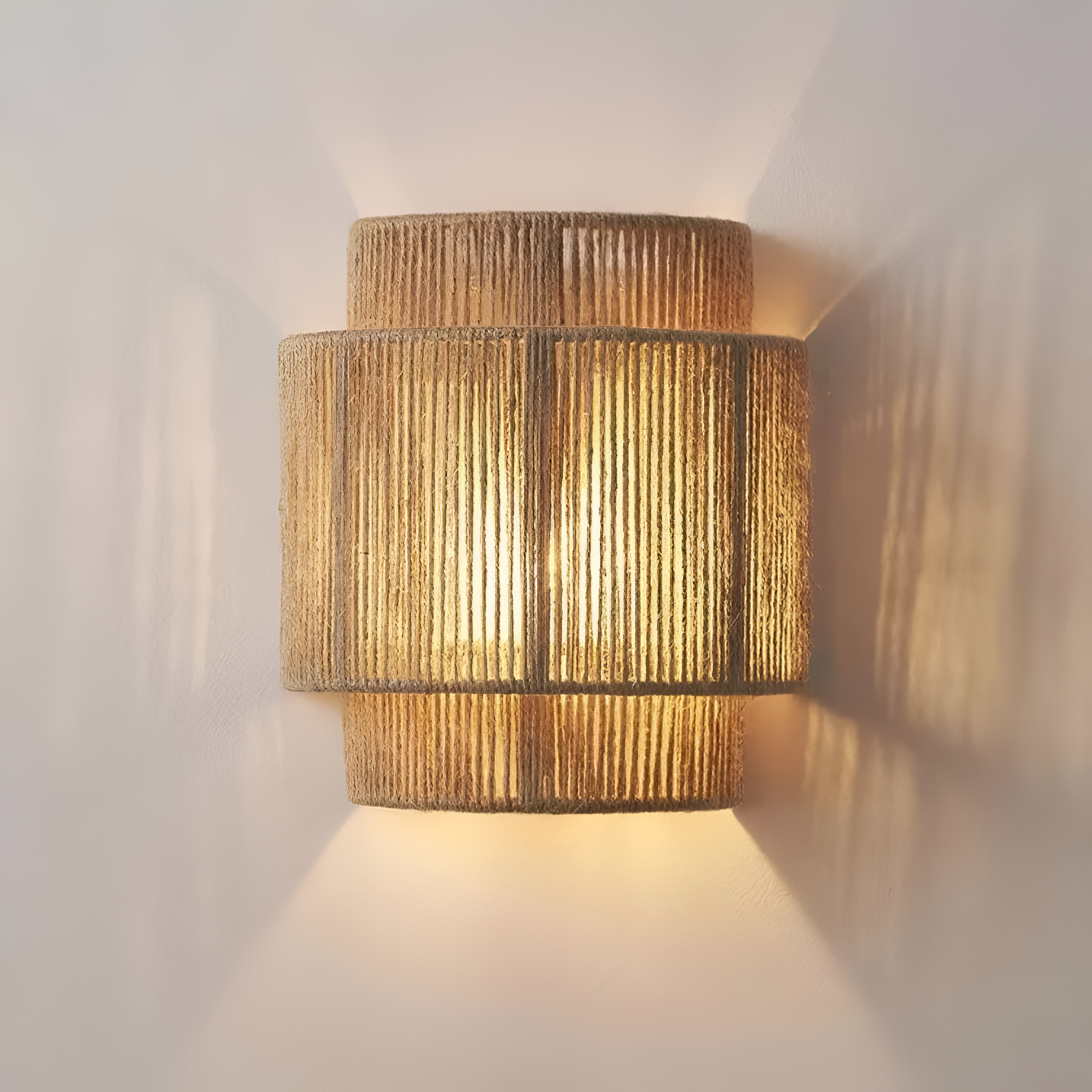 Artisan Collection | Hand-Woven Rope Wall Sconce Light with Soft LED | Rustic Bohemian Design for Cozy Ambiance