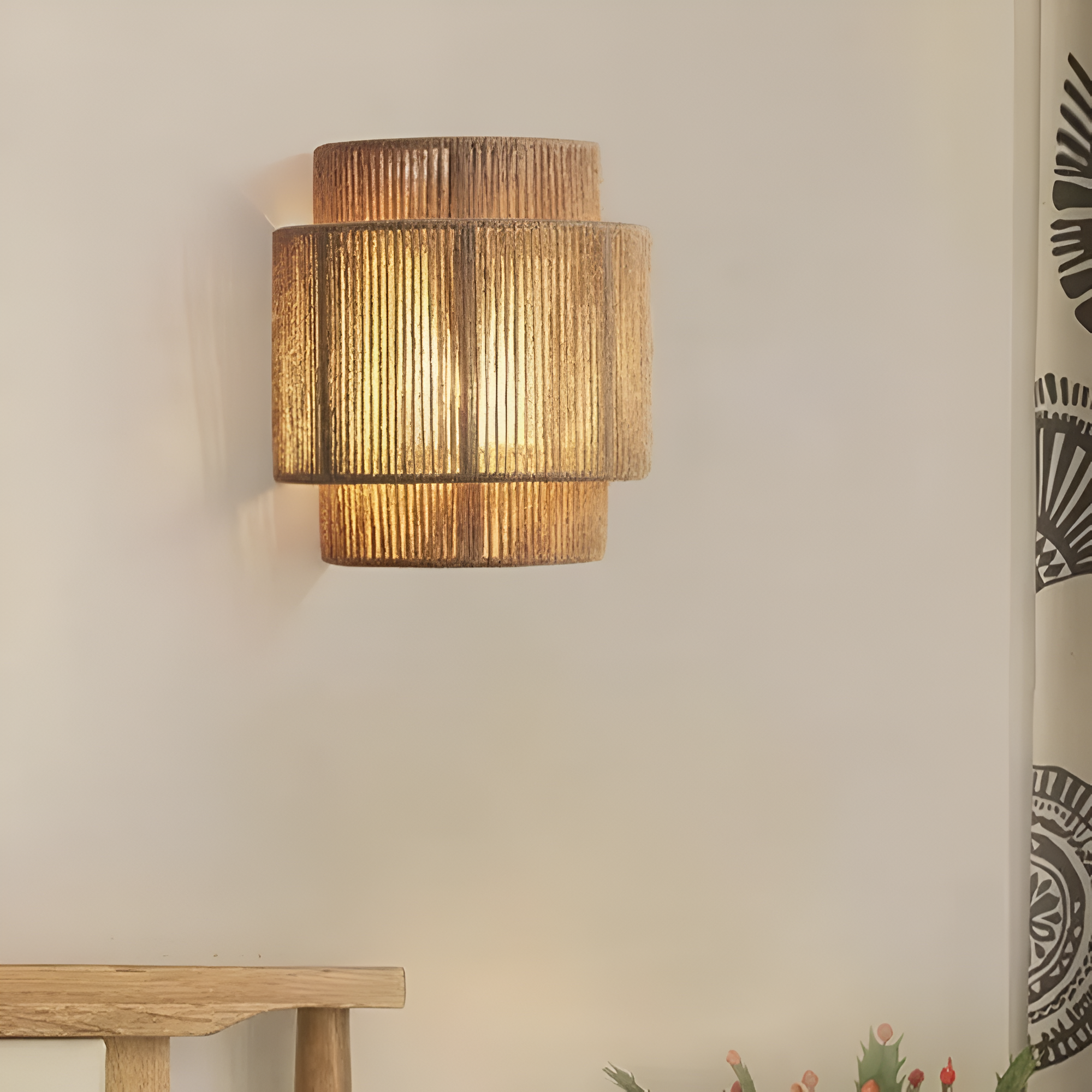 Artisan Collection | Hand-Woven Rope Wall Sconce Light with Soft LED | Rustic Bohemian Design for Cozy Ambiance 2