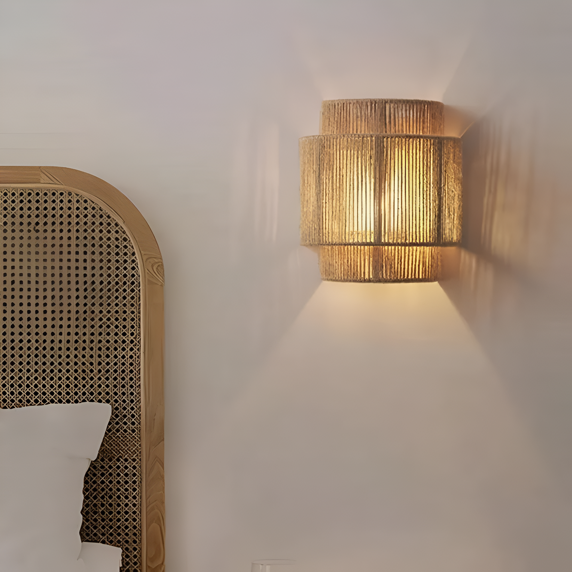 Artisan Collection | Hand-Woven Rope Wall Sconce Light with Soft LED | Rustic Bohemian Design for Cozy Ambiance 3