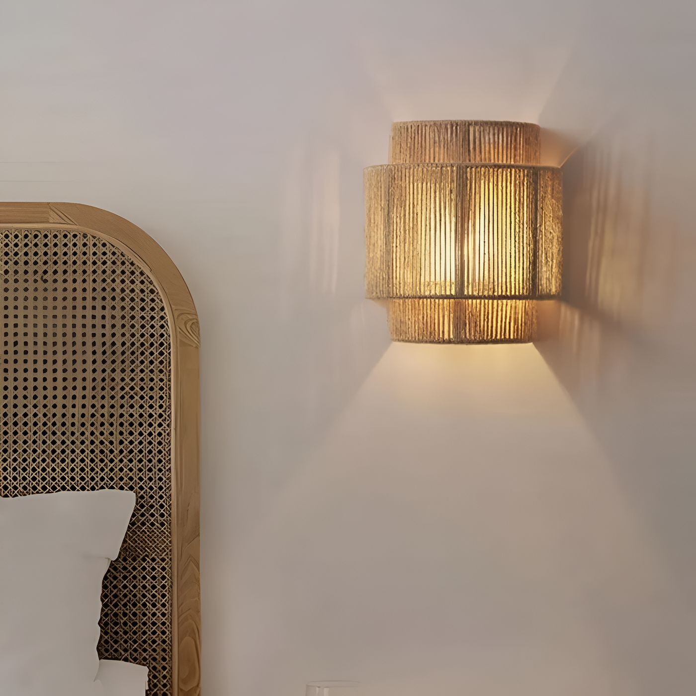 Artisan Collection | Hand-Woven Rope Wall Sconce Light with Soft LED | Rustic Bohemian Design for Cozy Ambiance 3