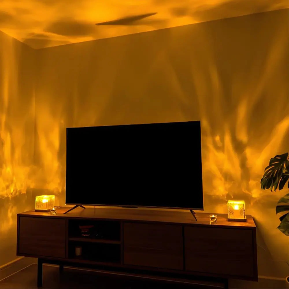 Aurora Cube | Table Lamp with Customizable Colors & Wooden Base | Stylish Bedroom Lamp for Ambient Lighting 4