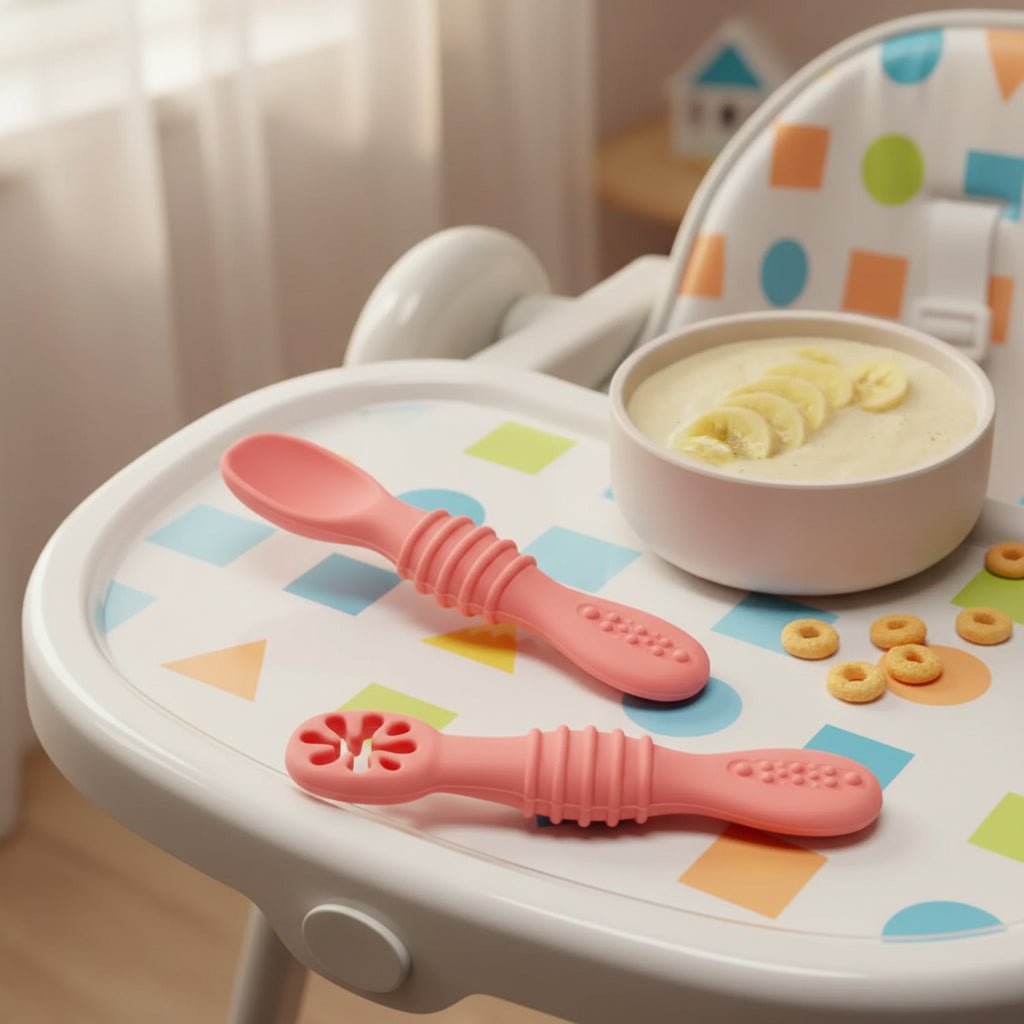 Silicone Infant Spoons 2 Pack, Soft Weaning Spoons for Baby Led Weaning, Baby Feeding Spoon Gentle on Gums_00