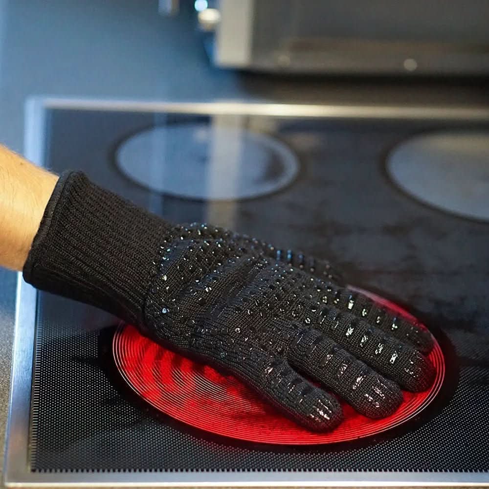 Oven Gloves, Heat Resistant Gloves up to 500°C for BBQ and Grill, Oven Mitts, Barbecue Accessories for Kitchen