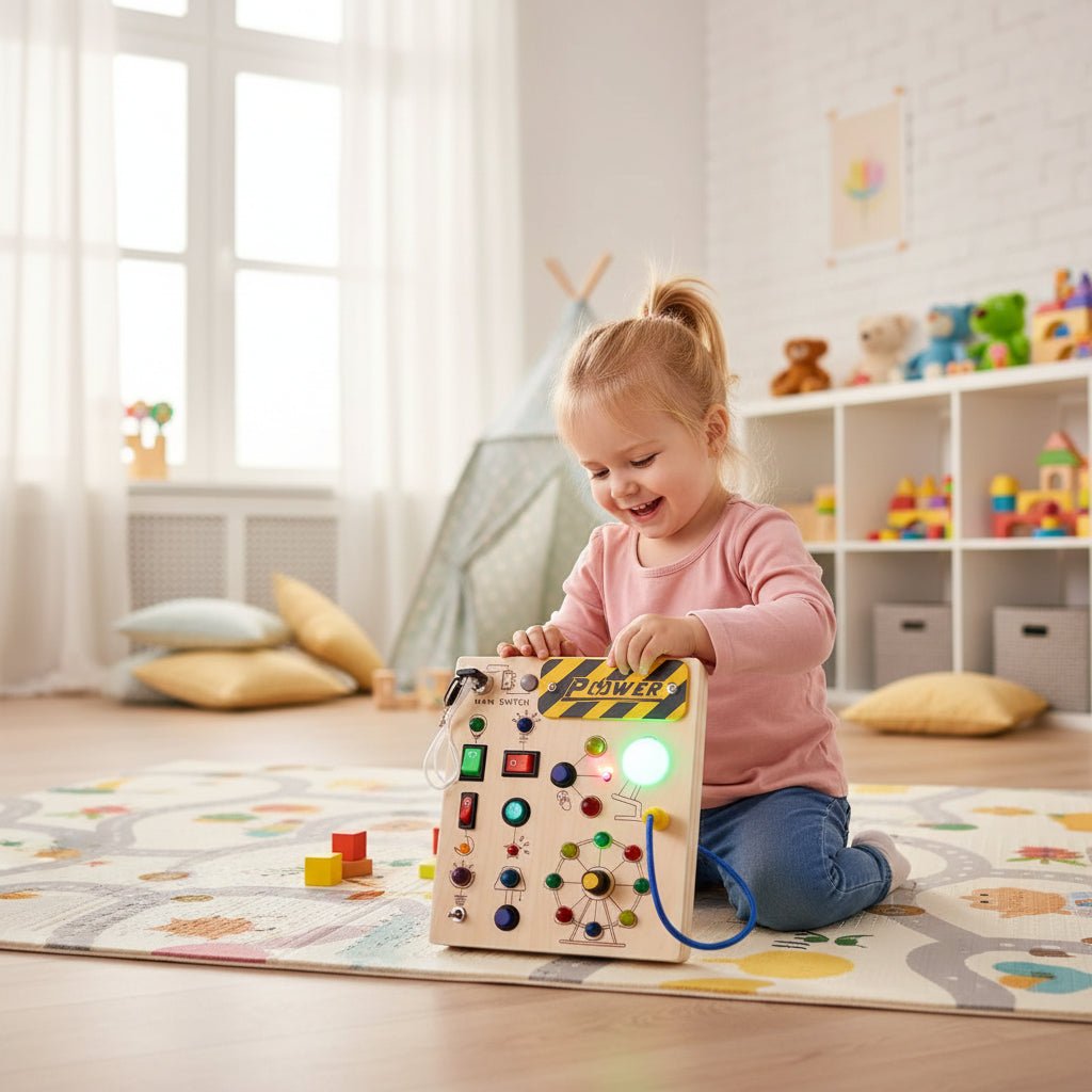 Light Up Busy Board, Sensory Toys for 3 Year Olds