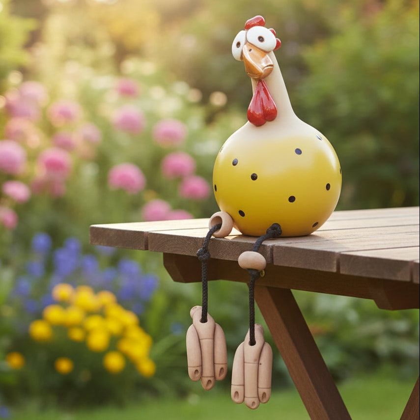 Garden Statue Chicken with Dancing Legs, Funny Garden Ornament, Outdoor Garden Decoration for Balcony and Terrace
