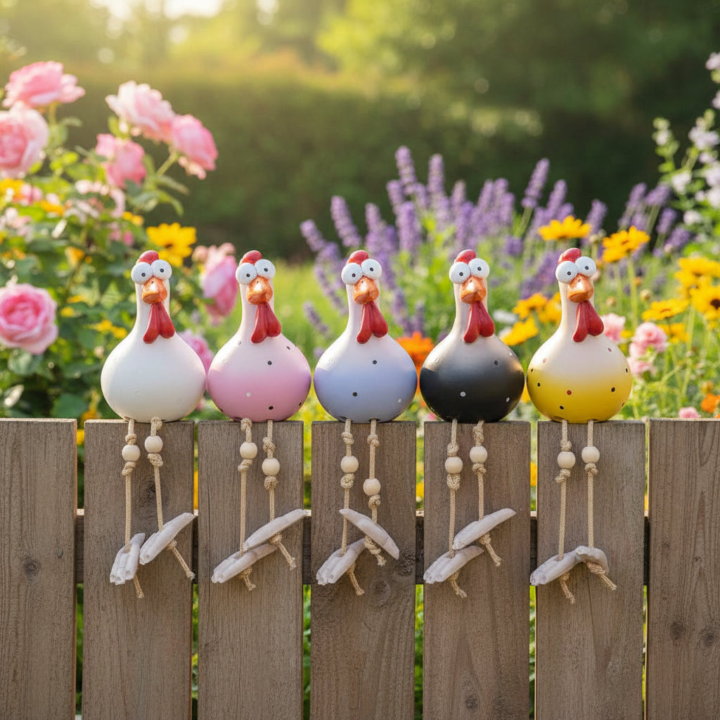 Garden Statue Chicken with Dancing Legs, Outdoor Garden Decoration for Balcony and Terrace