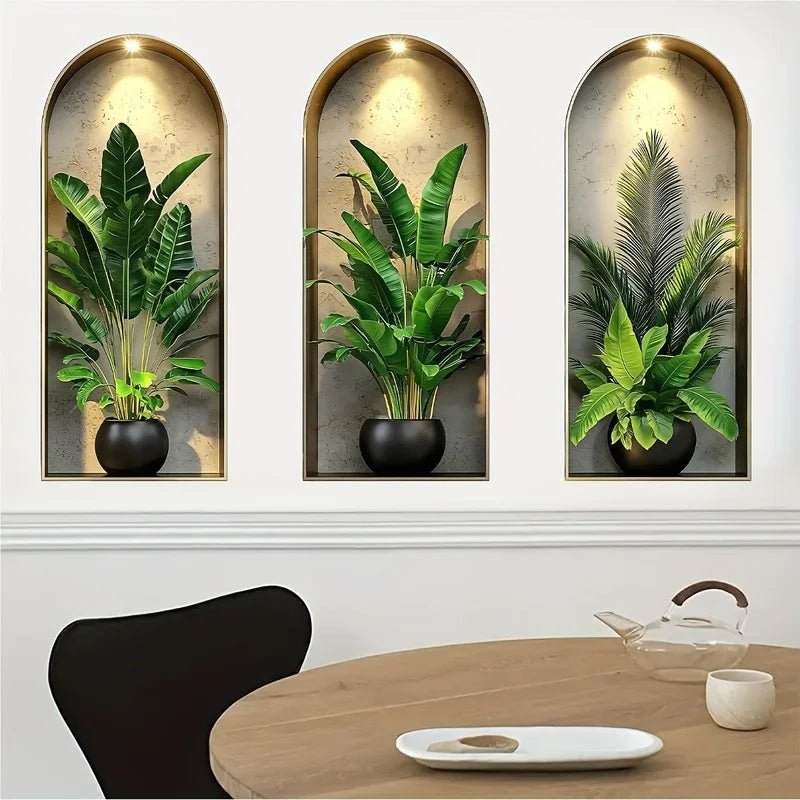 Wall Stickers Plants, 3D Wall Stickers for Bedroom and Living Room, Peel and Stick Wall Decor for Kitchen and Bathroom_03