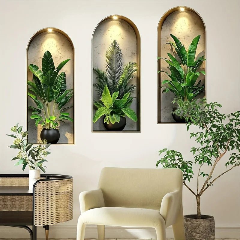 Wall Stickers Plants, 3D Wall Stickers for Bedroom and Living Room, Peel and Stick Wall Decor for Kitchen and Bathroom_04