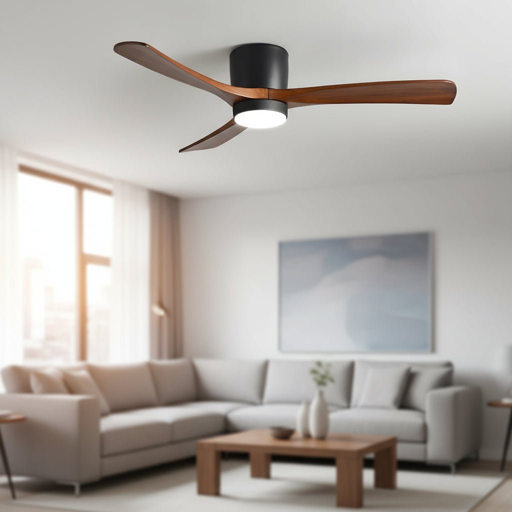 Ceiling Fan with Light and Remote, LED Ceiling Fan with Wooden Blades, Modern Ceiling Fan Light for Bedroom