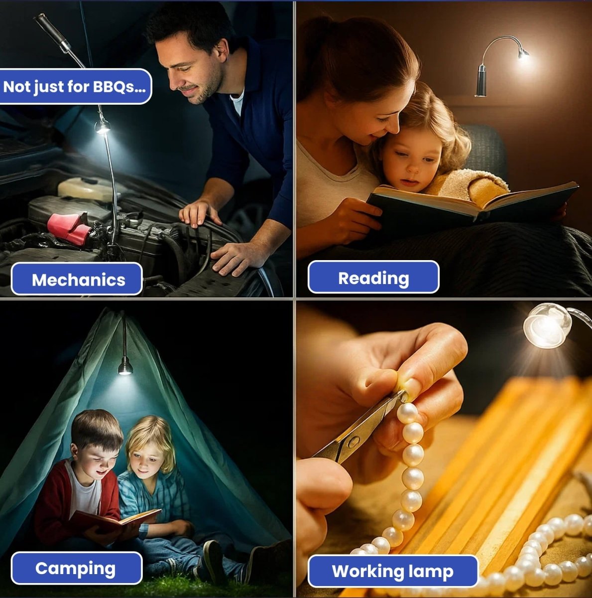 Camping Lights, Magnetic LED Light for BBQ Grill, Battery Operated Light with Flexible Gooseneck, Barbecue Accessories_04