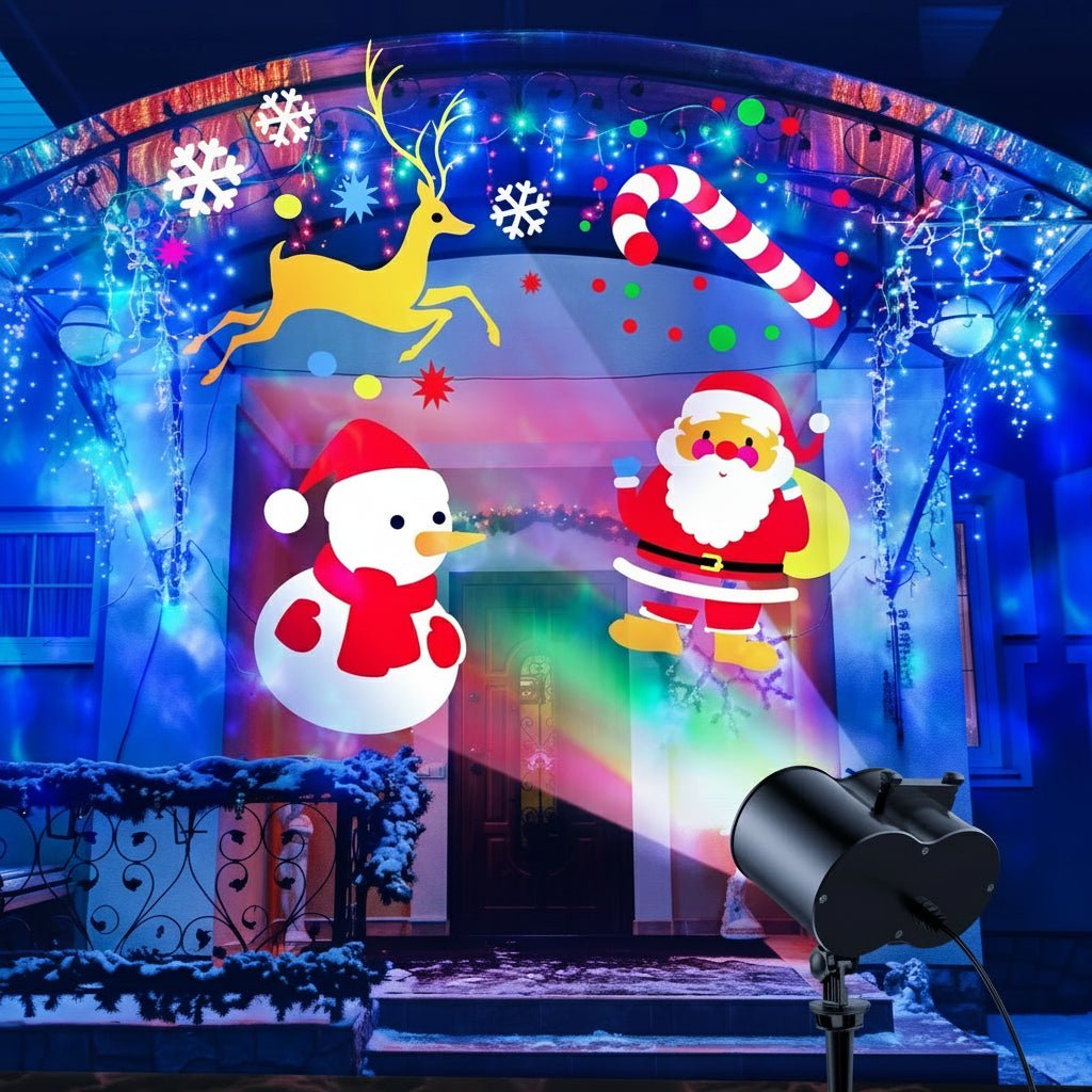 Christmas Projector Lights Outdoor, Xmas Projector with 16 Slides, Christmas Lights for House, Outdoor Christmas Decorations