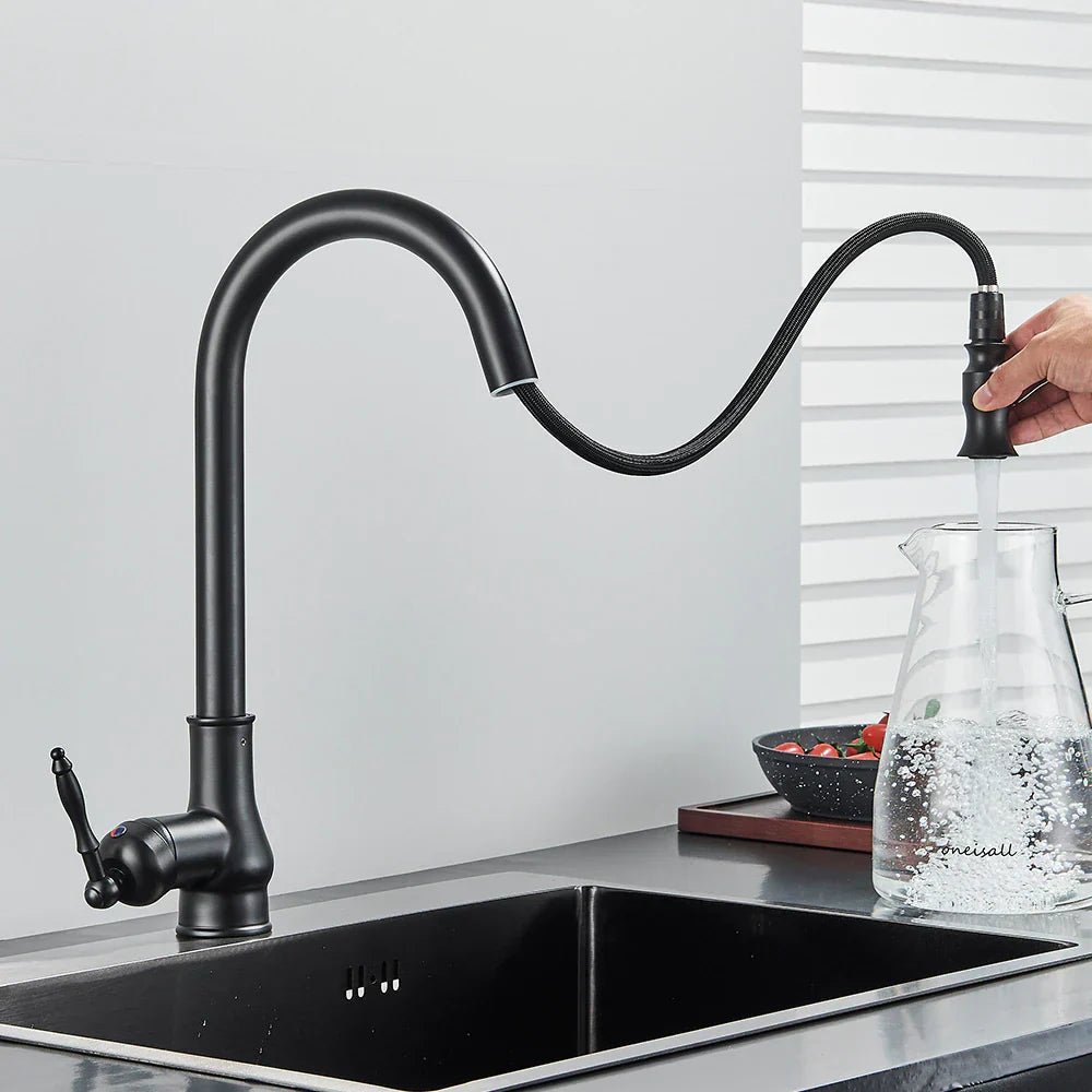 Kitchen Taps with Pull Out Spray, Brass Kitchen Sink Tap in Antique Bronze
