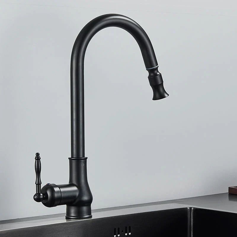 Pull Out Kitchen Mixer Tap, Brass Kitchen Sink Tap in Antique Bronze – image 4