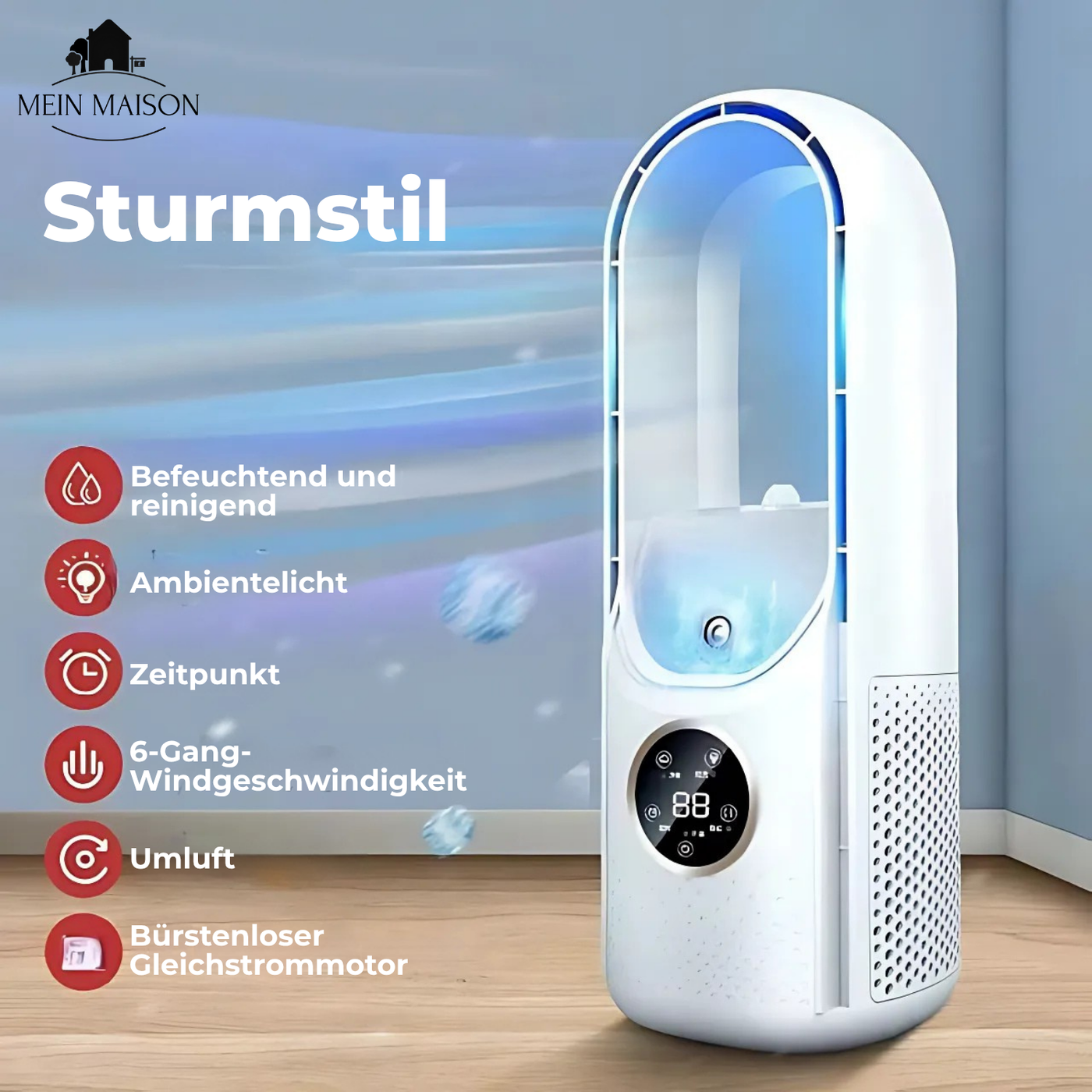 Blade-less USB Fan | Adjustable Speed & Timer | Compact Design for Refreshing Comfort 4