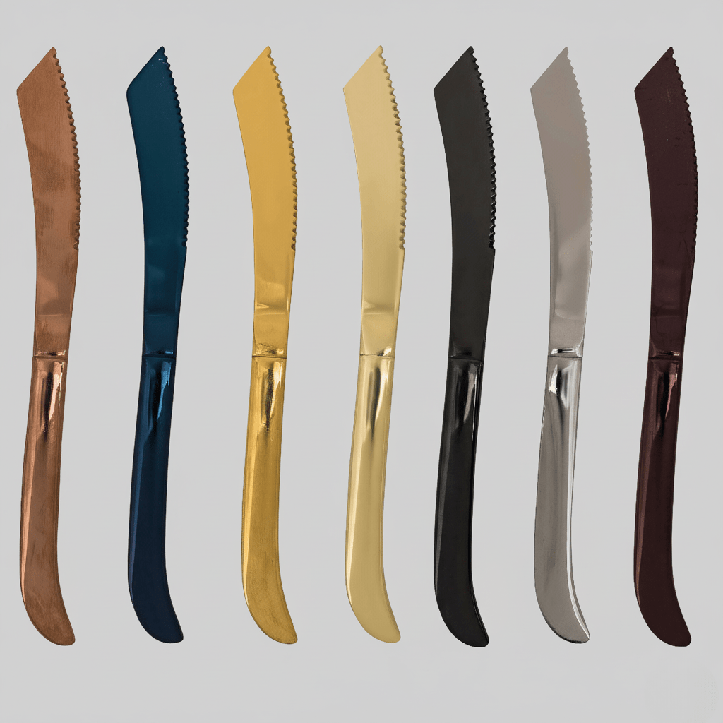 Knife Sets, Coloured Steak Knife Set in Stainless Steel, Steak Knives with Non Slip Handle and Protective Cover_00