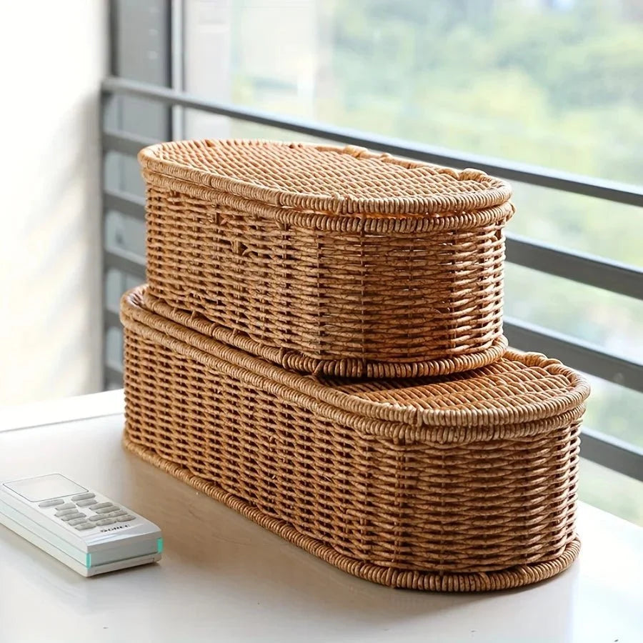 Wicker Basket for Kitchen, Woven Storage Basket in Boho Style, Kitchen Utensil Holder for Cutlery and Small Items_03