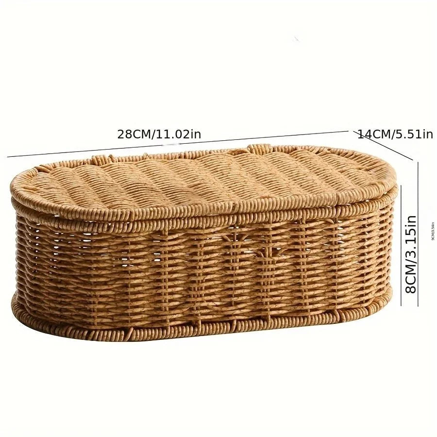 Wicker Basket for Kitchen, Woven Storage Basket in Boho Style, Kitchen Utensil Holder for Cutlery and Small Items_04