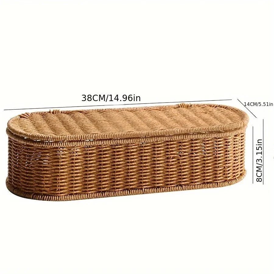 Wicker Basket for Kitchen, Woven Storage Basket in Boho Style, Kitchen Utensil Holder for Cutlery and Small Items_09