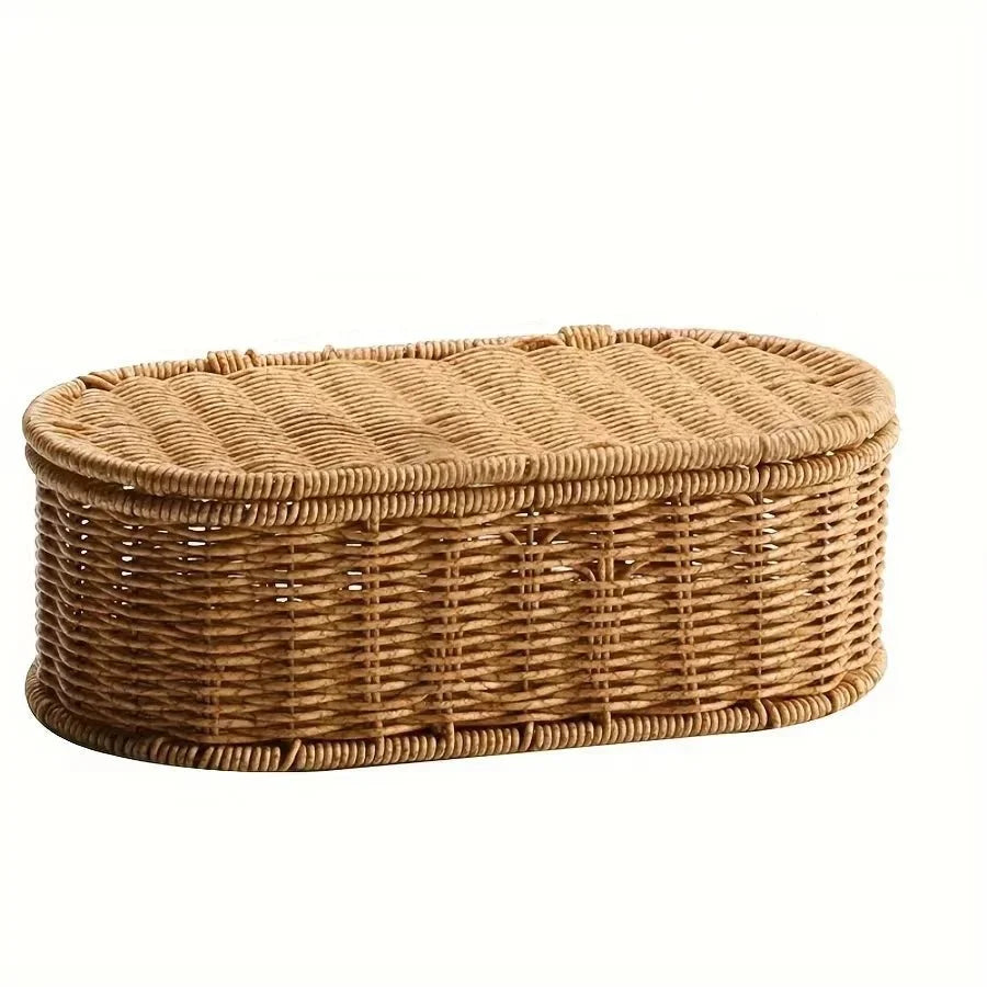Wicker Basket for Kitchen, Woven Storage Basket in Boho Style, Kitchen Utensil Holder for Cutlery and Small Items_07