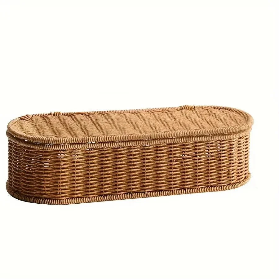 Wicker Basket for Kitchen, Woven Storage Basket in Boho Style, Kitchen Utensil Holder for Cutlery and Small Items_08