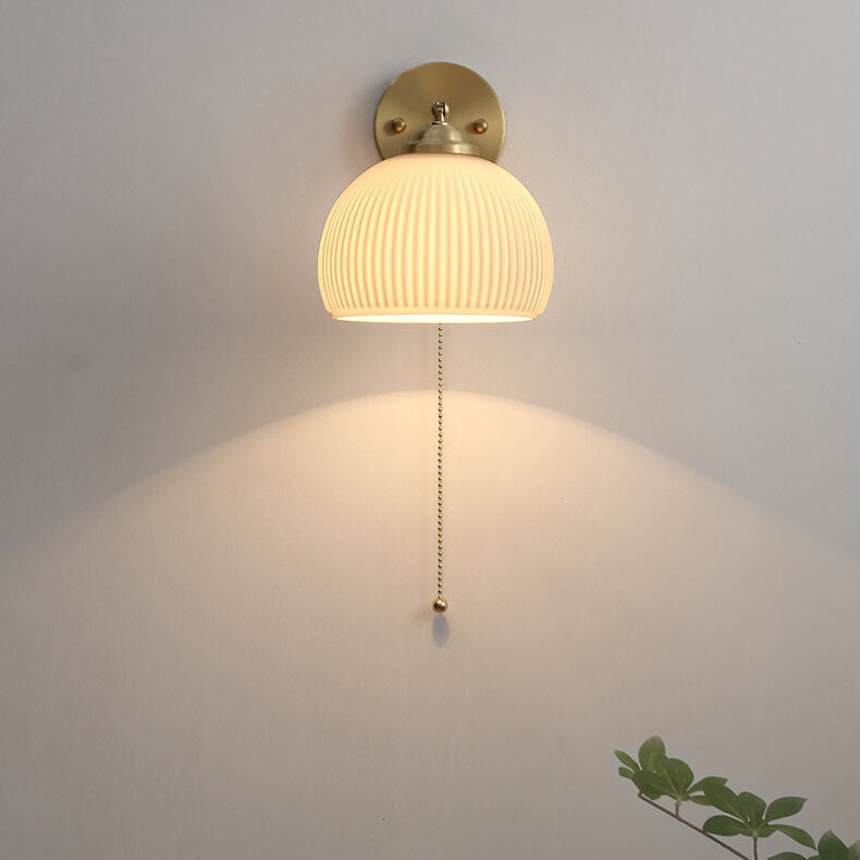 BrassAura | Elegant Ribbed Glass Modern Wall Sconce
