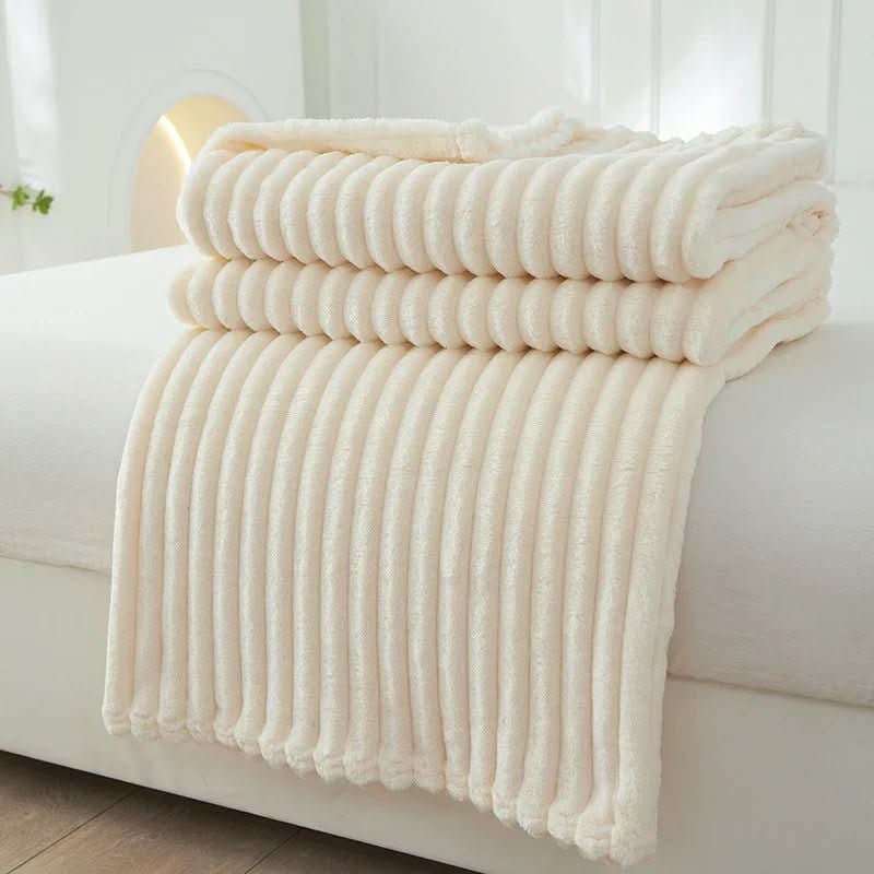 Fleece Throw Blanket, Striped Sofa Throw, Bed Throw, Soft Flannel Fleece Blanket for Autumn and Winter_01