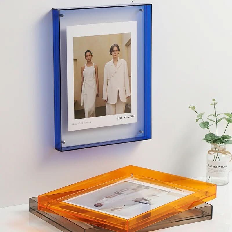 Acrylic Photo Frame, Colourful Picture Frames with Floating Effect, Perspex Photo Frame in 5 Sizes and 9 Colours