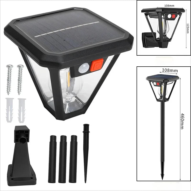 Solar Garden Lights, Outdoor Motion Sensor Light with Ground Spike and Wall Mount, Portable Camping Light_01