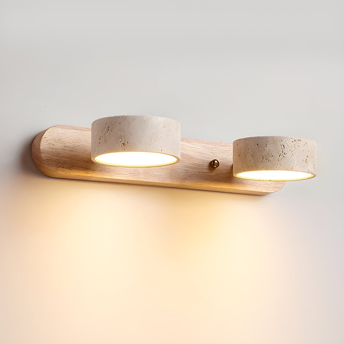 Living Room Wall Lights, Travertine LED Wall Light with Wood, Wall Sconce for Bedroom and Hallway_11