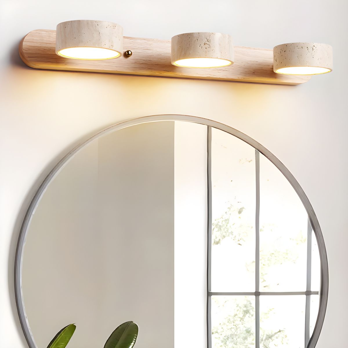 Living Room Wall Lights, Travertine LED Wall Light with Wood, Wall Sconce for Bedroom and Hallway_04