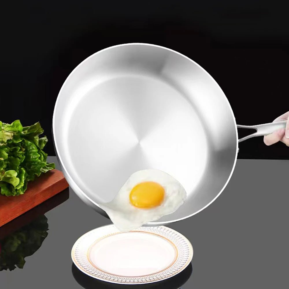 Stainless Steel Pan, Non Stick Frying Pan for Induction Hob and Gas, 316 Stainless Steel Skillet_03