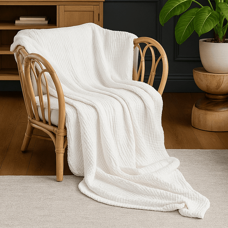 Cooling Blanket for Summer, Lightweight Muslin Blanket for Bed, Breathable Cotton Sofa Throw_00