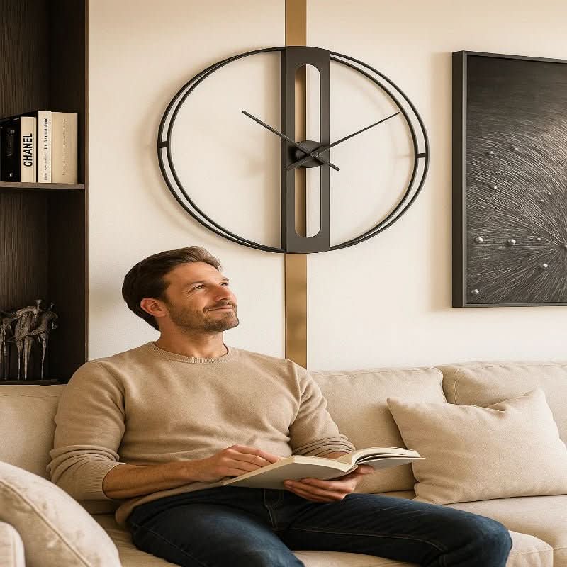 Large Wall Clocks, Silent Wall Clock for Living Room, Black or Gold Clock 50 cm, Home Decor and Wall Decor