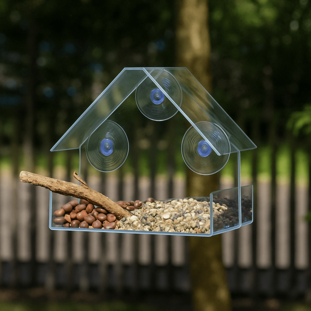 Window Bird Feeders with Strong Suction Cups, Clear Bird Feeder for Window, Weatherproof Garden Bird Feeder_02
