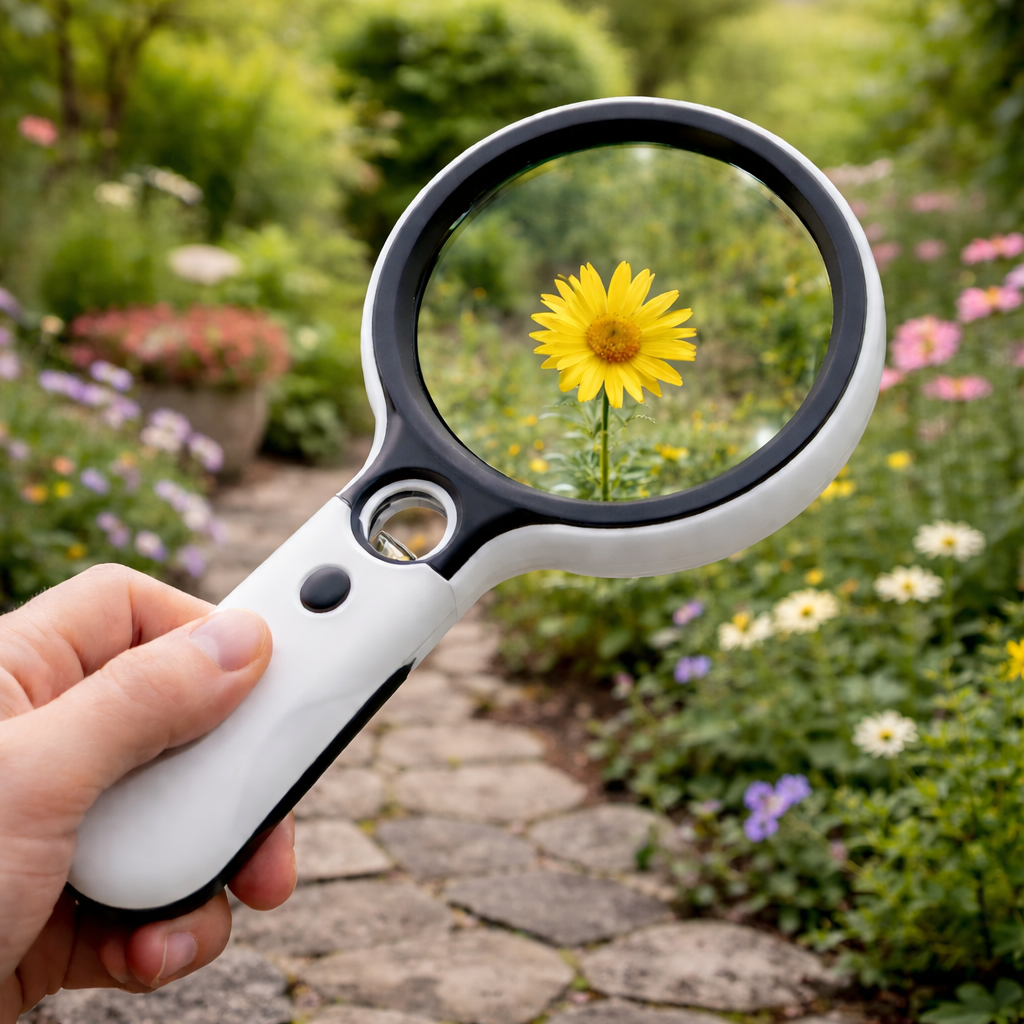 Magnifying Glass with Light, Handheld LED Magnifier with 3x and 45x Lens, Magnifying Glass for Reading and Jewellery