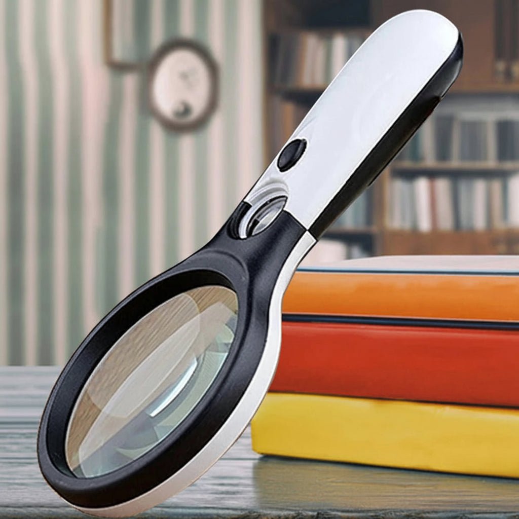 Magnifying Glass with Light, Handheld LED Magnifier with 3x and 45x Lens