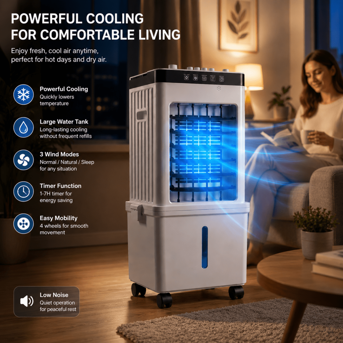 Portable Air Cooler with Remote, 3 in 1 Evaporative Air Cooler with Humidifying Function, Air Cooling Fan for Bedroom_04
