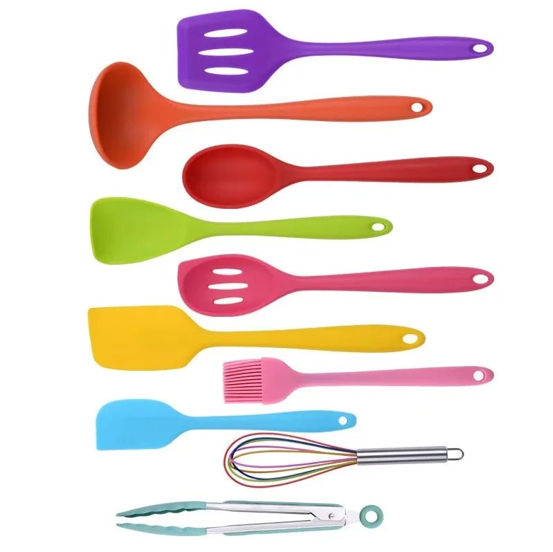 Kitchen Utensils Set, Silicone Kitchen Utensil Set 10 Piece, Heat Resistant Cooking Utensils with Steel Handles_08