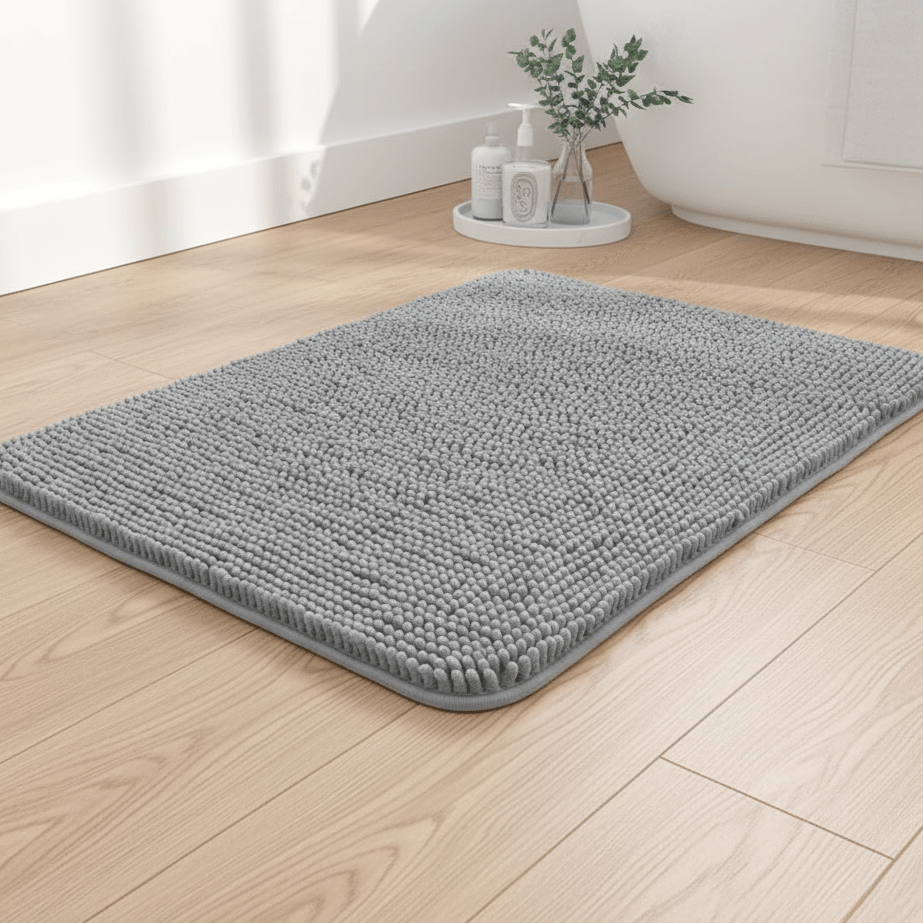Non Slip Bath Mat, Chenille Bathroom Mat with TPR Backing, Fluffy Shower Mat and Bath Rug, Bathroom Accessories_03