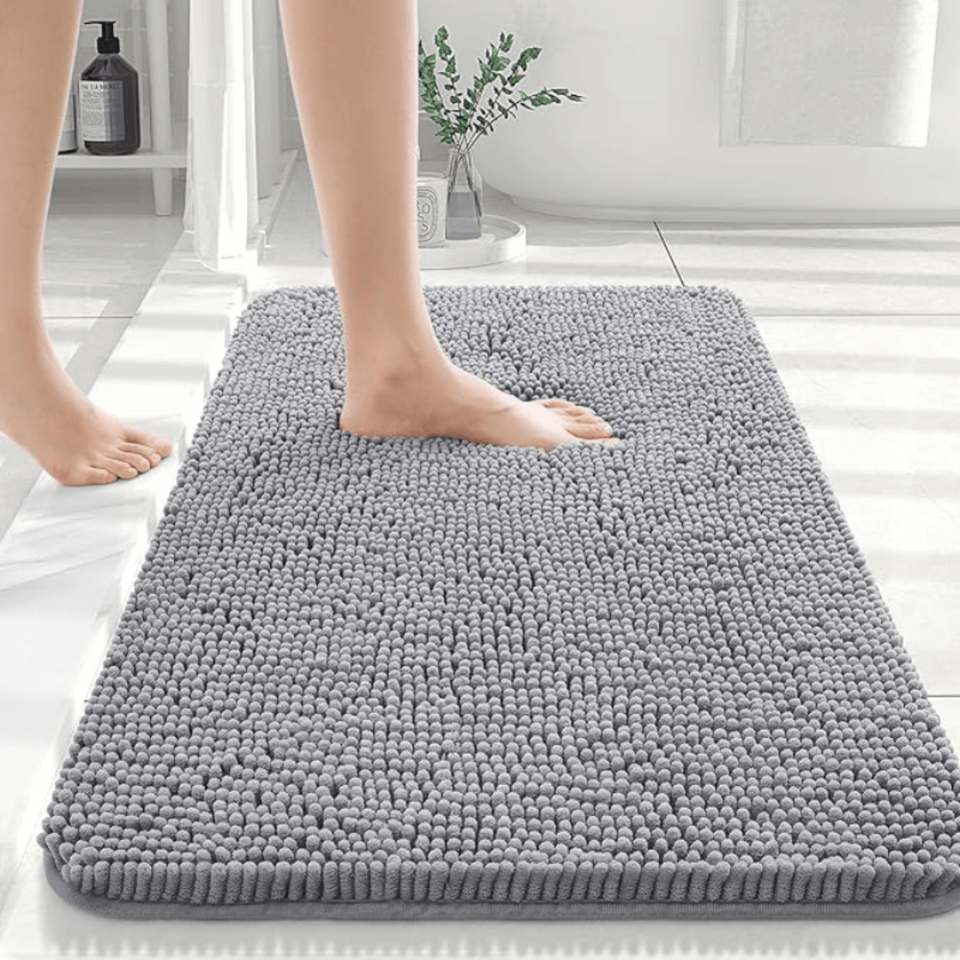 Non Slip Bath Mat, Chenille Bathroom Mat with TPR Backing, Fluffy Shower Mat and Bath Rug, Bathroom Accessories_04