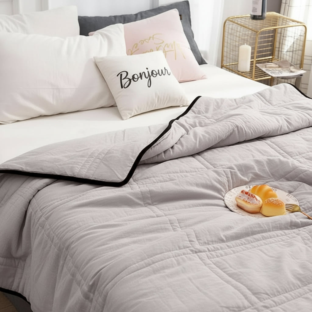 Cooling Blanket for Summer, Lightweight Throw Blanket for Bed, Cotton Bamboo Sofa Throw for Hot Nights