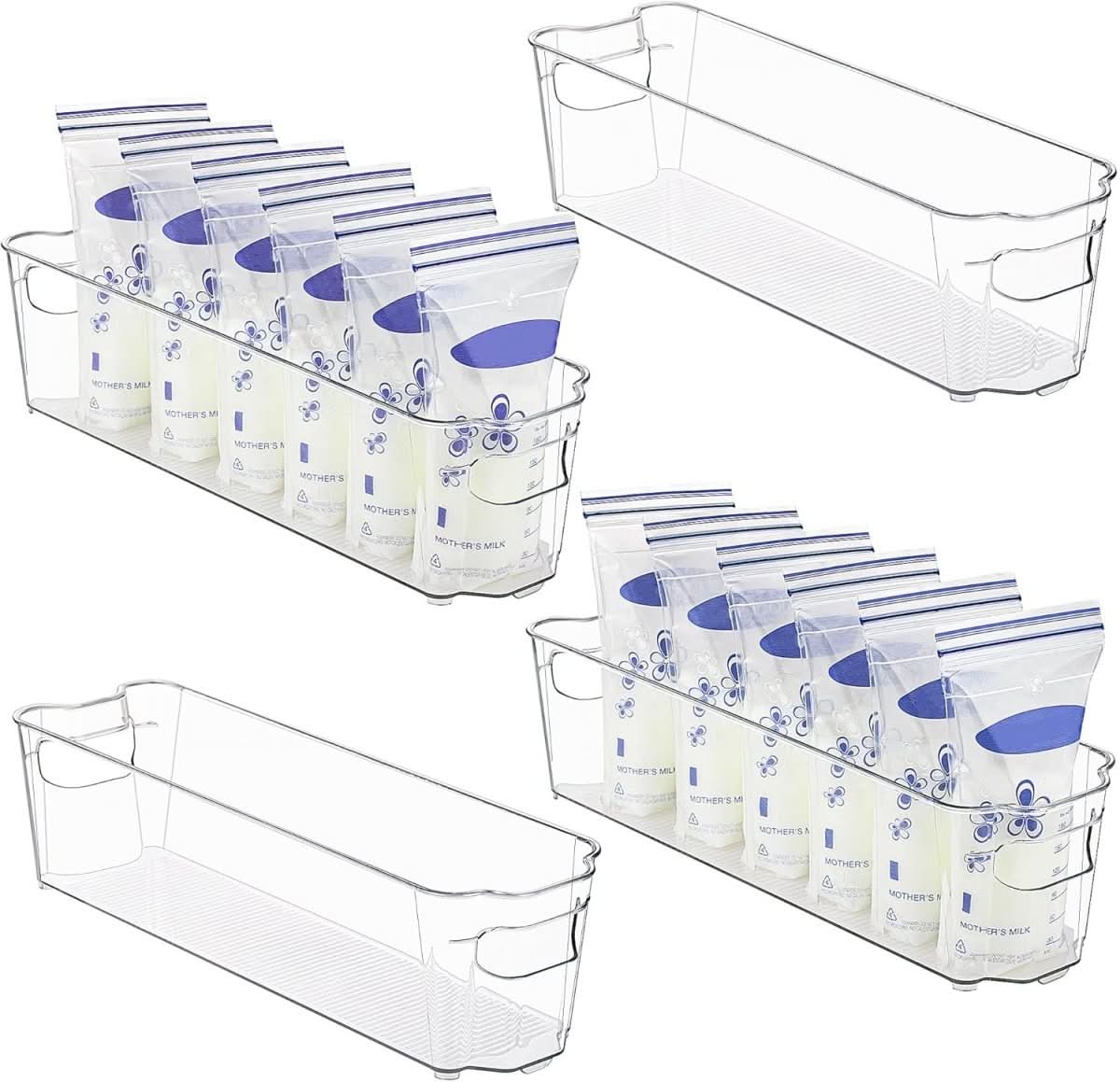 Plastic Storage Boxes Set of 4, Clear Fridge Organiser for Kitchen – image 10